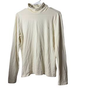 Lauren‎ Ralph Lauren Women's M Cream white Turtleneck Long Sleeve Shirt